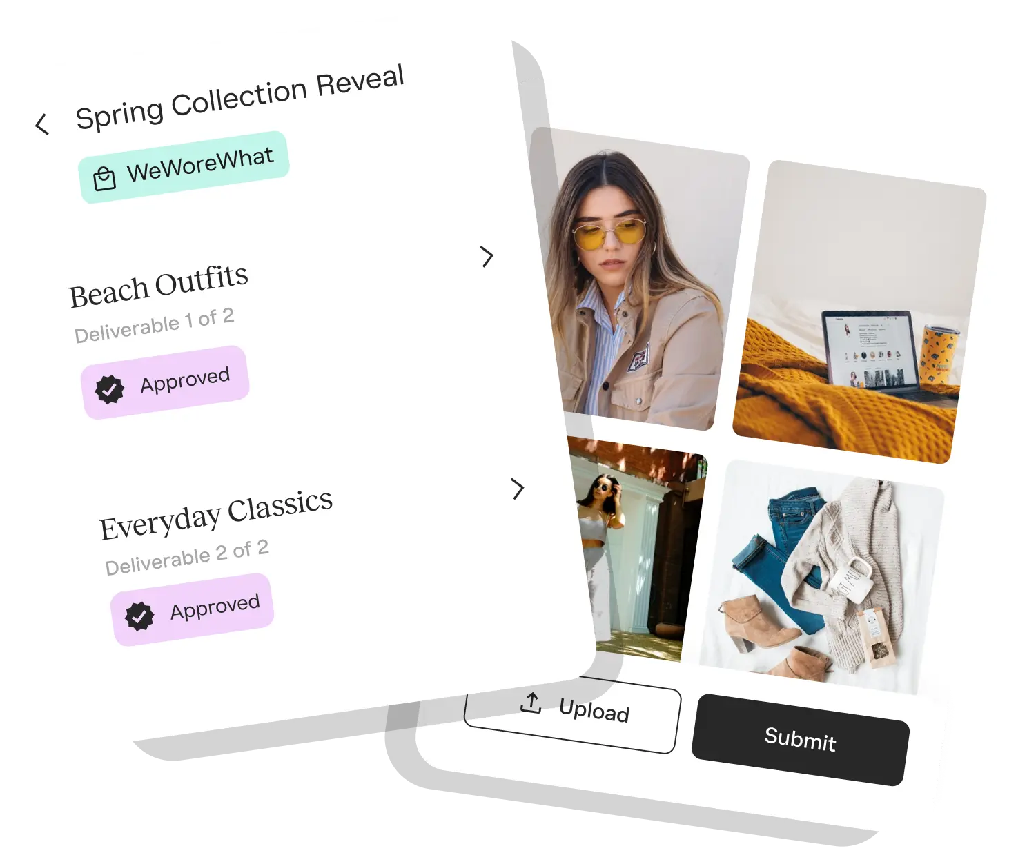 UI for submitting and approving project content